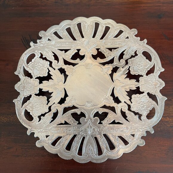 Vintage Brass and Silver Silver Plated Etched Floral Scroll-work Pattern Lot (5) - Picture 11 of 16